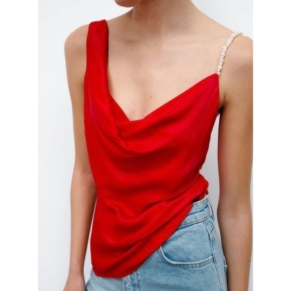 Zara Asymmetrical Pear Detail Top - Picture 1 of 11